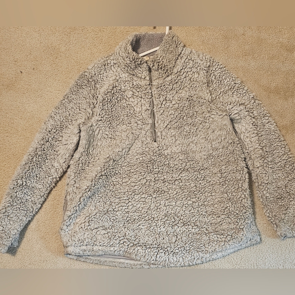 ENTRO COZY GRAY SHERPA PULLOVER SIZE LARGE - Picture 3 of 10